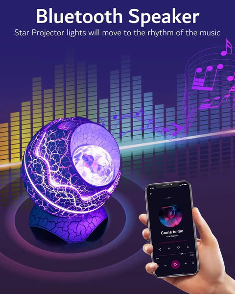 Dinosaur Eggs Galaxy Star Projector With Bluetooth Nebula LED Night Light and remote featuring music compatibility