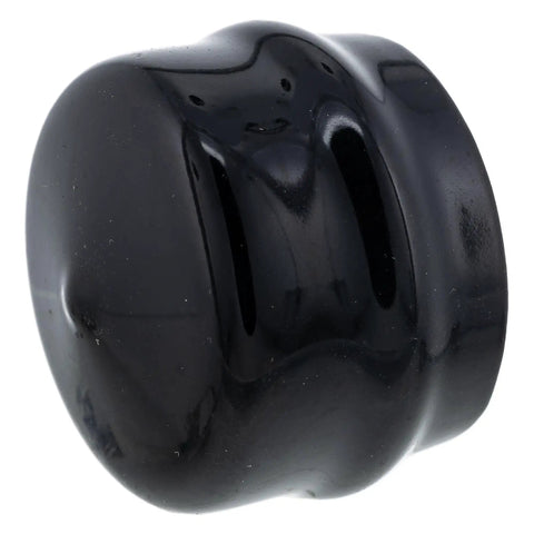 OEM Cap M128102 For Riding Lawn Tractors And Mowers, Fits Models From 102 Through E180, black plastic material, side view