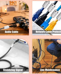 Clip On Ferrite Ring Core EMI RFI Noise Suppressor Cable Clips Set 28 Pcs For 3 5 7 9 13 Millimeter Diameter Cables in use