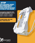 Upgraded Ice Maker Replacement Kit Compatible With Electrolux And Frigidaire Refrigerators, Includes 243297609 And 243297613, Replacement Ice Maker Assembly For FRSS2323AW; white ice mold tray with wiring harness against instruction backdrop.