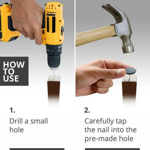 Instructions for using Nail On Chair Sliders 0.75 Inch Gray Floor Protectors Set Of 40 That Help Floors Move Smoothly And Stop Scratches