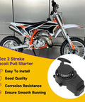 Alloy Recoil Pull Starter For SYX Moto 50cc Dirt Bike And 47cc 49cc 2 Stroke ATVs with aluminum body alongside dirt bike view
