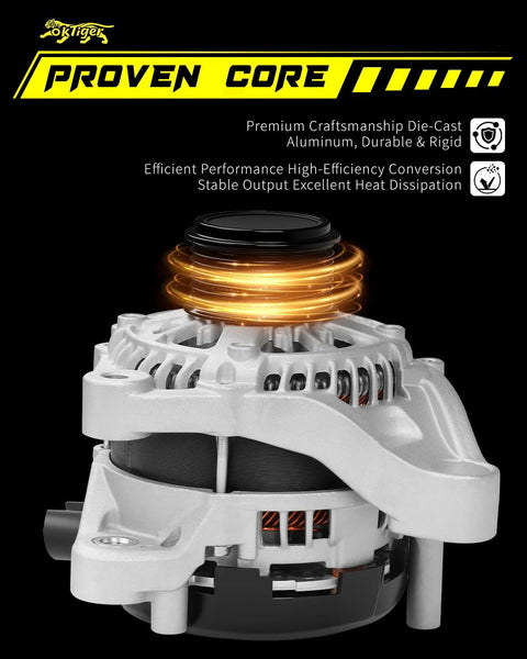 Beefed-Up 135A Alternator For Honda CR-V Ex LX Ex-L Touring 2015-2019 And Acura ILX TLX 2015-2022 2.4L L4 With Clockwise 7-Groove Pulley OE 31100-5X6-J01 side view showing craftsmanship