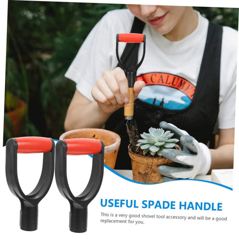 Two Pack D Shaped Shovel Handle Replacement With Grippy Comfort Grip For Spades And Garden Tools, Easy Install, Durable Non Slip Handle for Household Yard Work