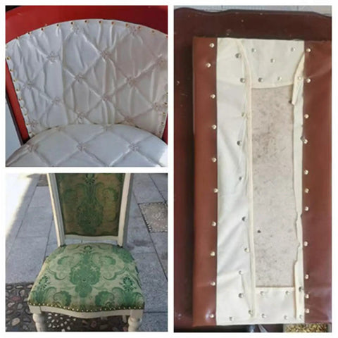 Top Shelf 200 Pack Gold Upholstery Tacks and Furniture Nails Delivering a Badass Glow for Sofas Chairs Beds and DIY Home Decor Projects in Rock Solid 7/16 Inch Dimensions That Truly Hit The Spot Today used on detailed chair upholstery.