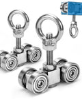 Beefy Heavy Duty 4 Wheels Trolley Roller Set For One Five Eighths Inch Wide Unistrut Channel Fits Taller Profiles Includes 4 Bearings