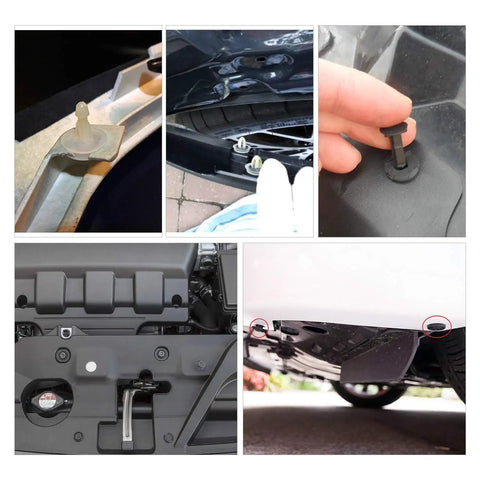 Hella Reliable 425 Piece Kit Car Push Retainer Clips and Auto Fastener Assortment showing various push pins and install points for quick repairs.