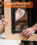Stair Gauges For Framing Square With Holder And Hook, Workhorse Aluminum Alloy Rafter Gauges in use, ensuring 90 degree upright frame