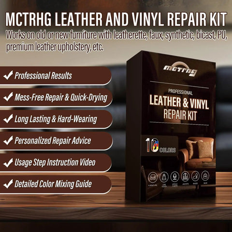 Leather And Vinyl Repair Kit For Car Seats And More All In One With 10 Pigments For Dope Color Matching Easy Instructions To Restore Faux Leather Pleather And Genuine Leather No Experience Needed product box