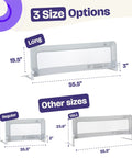 Keep Lil Ones Snuggled With This Smooth Swing Down Toddler Bed Rail sizes: long 55.5"x19.5", regular 35.5"x19.5", tall 55.5"x23.6".