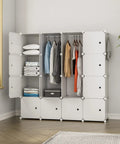 Eight Cube Closet Organizer With Doors Portable Plastic Cubby Shelving For Clothes And Shoes Or Kicks White Wardrobe System