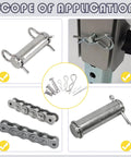 122 Piece 304 Stainless Steel Clevis Pin And Cotter Pin Fastener Kit with M3 M4 M5 sizes and zinc plated clips for equipment use.