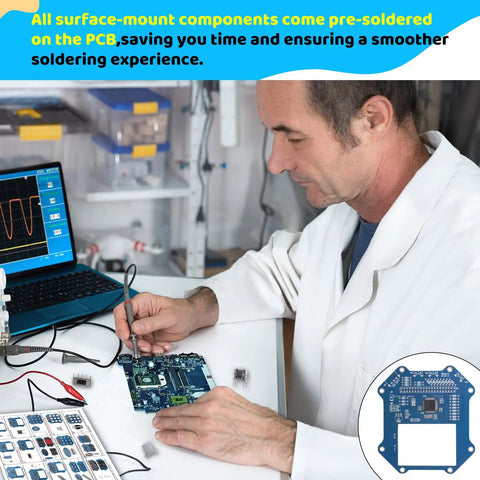 Man working on electronic board for DIY Hands On Electronic Game Kit With 3 In 1 LED Game Soldering Project For Memory, Speed