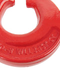 Close-up of Three Eighths Inch Logging Chain Choker Hook Grade 80 Not For Overhead Lifting 6900 Lbs WLL embossed text