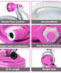 Portable Hose Reel For Outdoor Use, 50Ft Garden Hose Reel With Six Pattern Spray Nozzle, lightweight pink design collage