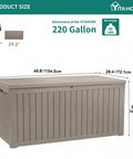 Beefy 220 Gallon XL Outdoor Storage Deck Box With Divider Built For Real Life Use, Weatherproof Resin, Lockable Lid, Taupe
