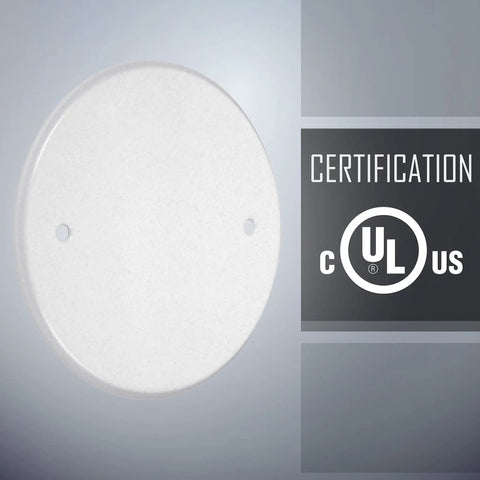 5 Inch Round Blank Plate With 4 Inch Box Mount White Textured Finish For Standard Electrical Boxes Paintable Beefy Metal Construction