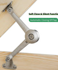 Heavy Duty Lid Support Hinge With Soft Close For Toy Boxes And Cabinets, Kitchen Lids And Wardrobes, 40 Lb Capacity, 2 Pack, Zinc Alloy Satin Nickel Finish.