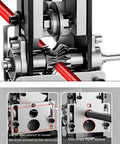 Close-up of Heavy Duty Manual Wire Stripping Tool with Drill Drive Option, showing internal gear mechanism and wire position guides.