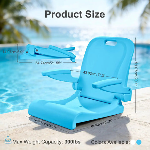 Foldable Outdoor Poolside Chair With Armrests And Drainage Hole Portable Beach Kickback Chair next to pool