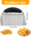 Nogeqi stainless steel crinkle cutter with black ergonomic handle; wavy blade for waffle fries and vegetables.