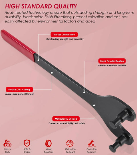 Yoursme cam pulley holding tool with red handle and gray steel arm