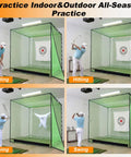 Heavy Duty 1 Inch Steel Frame Golf Driving Cage Net For Backyard Garage Setup And Indoor Simulator With Noise Reduction