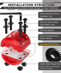 Installation structure of shock absorbent silicone winch cable stopper for wire and synthetic rope half inch compatible two pack red.