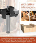CNC Spoilboard Surfacing Router Bit With 1/4 Inch Shank, Extra Large 1-1/2 Inch Cutting Diameter shown with examples of planing and dado work