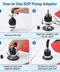Inflatable Boat and Stand Up Paddle Board Pump Adapter Duo for Fast Inflation and Deflation Leak Proof SUP Kayak Valve Adapters instruction