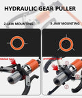 50 Ton Hydraulic Gear Puller with 2 and 3 Jaw Heads Beefy Heavy Duty Hub Separator Tool, dual mounting options shown