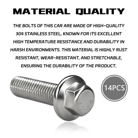 Top Shelf Rear Differential Valve Cover Bolts Kit M8 1.25X20mm stainless steel hex bolt with flanged head from 14 pack.