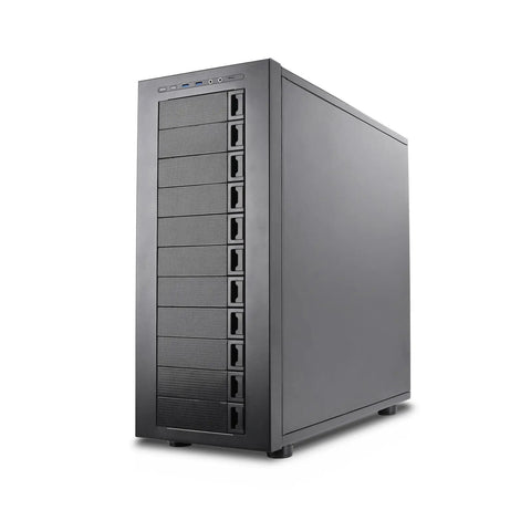 Front view of Thor NAS Full Tower Workstation Server Chassis with beefy drive bays for AI servers and DIY NAS, supports E-ATX