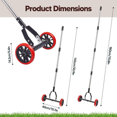 Dimensions of Labor Saving No Fuss Lawn Dethatcher With Wheels Roller Rake For Lawn Care Durable Stainless Steel Blades And Tines