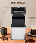 Automatic Electric Portafilter Cleaner With Quick Snap Three Way Mount And Six Liter Reservoir Fits Fifty One And Fifty Eight Millimeter Espresso Baskets No Mess Barista Approved Maintenance For Top Shelf Coffee Rig Zero Grind Leftovers Daily with stainless steel exterior and reinforced plastic.