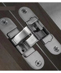 Hidden Cross Hinge For Invisible Doors And Cabinets, 3D Adjustable 180 Degree Folding Door Hinge, Concealed Stainless Steel H Shaped Door Hardware For Wooden Doors, Large Right