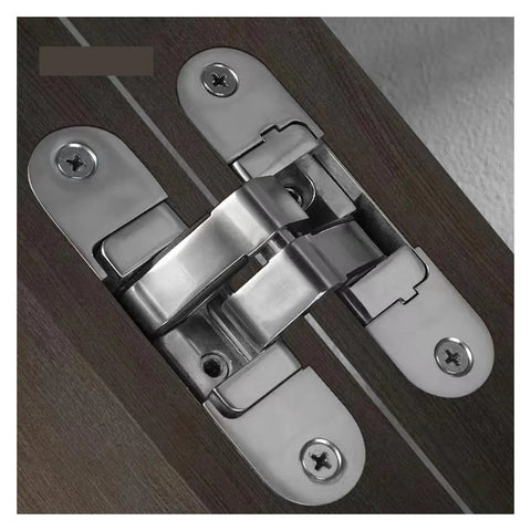 Hidden Cross Hinge For Invisible Doors And Cabinets, 3D Adjustable 180 Degree Folding Door Hinge, Concealed Stainless Steel H Shaped Door Hardware For Wooden Doors, Large Right