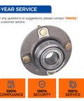 Front view of Rear Wheel Bearing Hub Assembly 512194 for Hyundai Elantra 2001-2006 and Kia Spectra 2005-2009 shown with 3-year service info