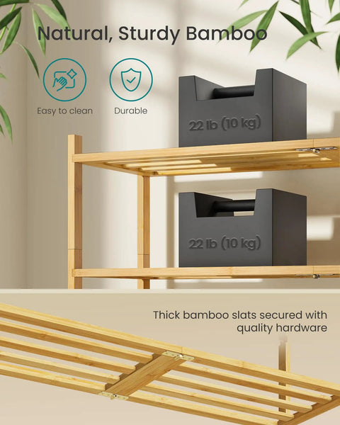 Heavy Duty Bamboo Shoe Rack Three Tier Stackable Shoe Organizer Fits Twelve To Sixteen Pairs Slim Entryway Hallway Closet Storage Rack With Deep Bottom Shelves For Sneakers And Slippers Built To Keep Your Pad Fresh And Organized Effortlessly Daily
