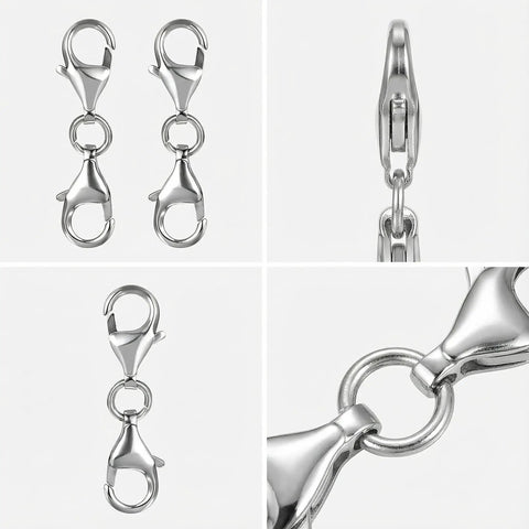 24 Pack Gold Double Lobster Claw Clasps for Jewelry Making, Necklace Extenders and Closures, 12mm Grab and Go Connectors