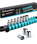 Quarter Inch Drive 10 Piece Metric Socket Set With 6-Point Shallow Sockets Pro Grade Tough Cr-V Steel Includes 4mm Through 13mm Sizes
