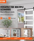 Glass Sliding Barn Door With Solid Wood Frame 30 By 84 In Includes 5.5Ft Sliding Door Hardware Kit With Handle And Floor Guide