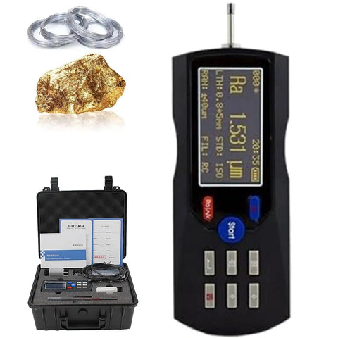 Pro Grade Ultra Accurate Surface Roughness Tester Profilometer With LCD Display, digital gauge, case, wires, sample