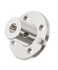 Rugged 6.35mm Flange Shaft Coupling Rigid Coupler for Small Drives One Quarter Inch Inner Diameter and 10mm Outer Diameter Chromium Plated Iron C45 Carbon Steel Connector Built to Withstand Torque and Last, front view