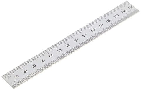 Six Inch By One Hundred Fifty Millimeter Steel Rule Built To Last With Multiple Graduations in satin chrome finish for precision