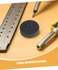 Durable 6 Pcs Nylon Polishing Wheel Set With 10mm Hole For Bench Grinder, showing a grey nylon disc on a workbench.