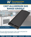 Cast Aluminum Gas Range Griddle Replacement Replaces W10432539 OEM Quality Black Finish Fits Most Major Gas Range Brands