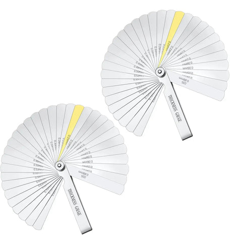 High Precision Guitar Feeler Gauge Set with 32 Stainless Steel Blades, Dual Scales, 0.0008 To 0.040 Inch Thickness Range
