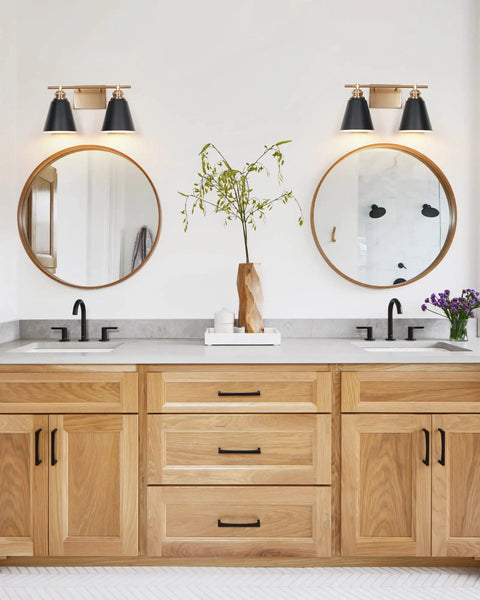 Black And Gold 3 Light Vanity Light For Bathroom Over Mirror 23 Inch Sleek Modern Farmhouse Wall Sconce With Metal Shade Elevates Decor And Brightens Up Your Space