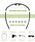 Back view of 3 Pack Polarized Sports Sunglasses For Men With Wraparound Frame UV400 Protection showing 200° field of view.